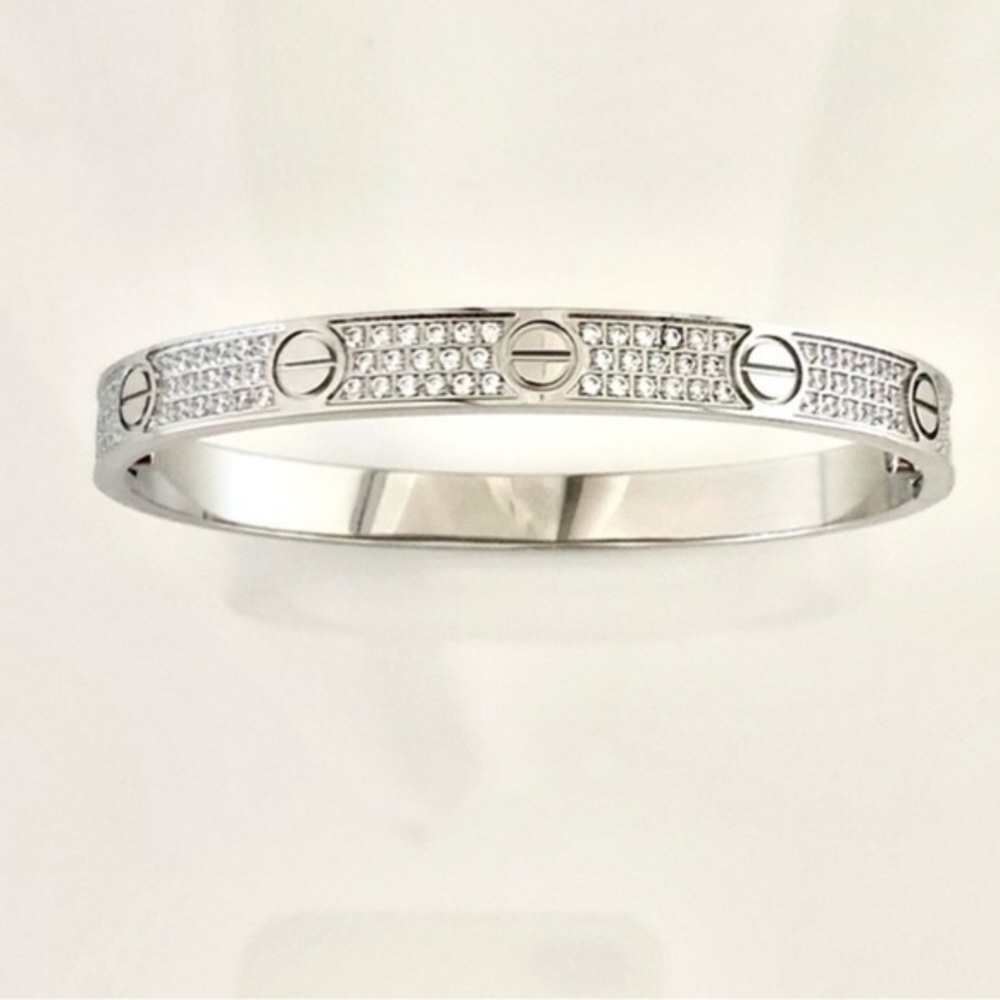 Generic Pave Diamond Screw Bracelet with Screwdriver in Silver